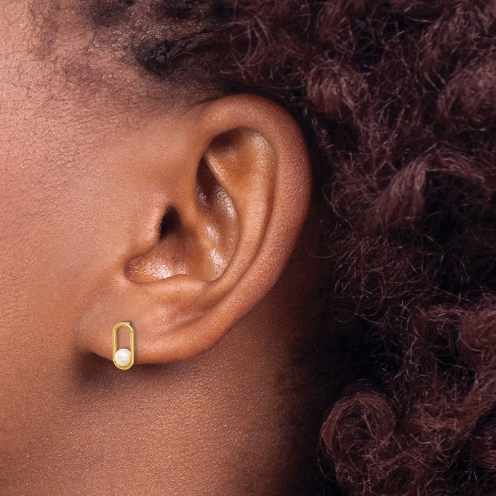Gold Freshwater Cultured Pearl Post Earrings - Model YE2172 - Charlie & Co. Jewelry