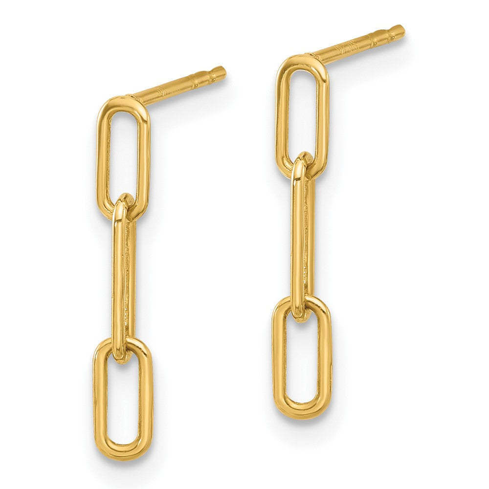 Gold Polished Open Link Post Dangle Earrings Model-YE2177 - Charlie & Co. Jewelry