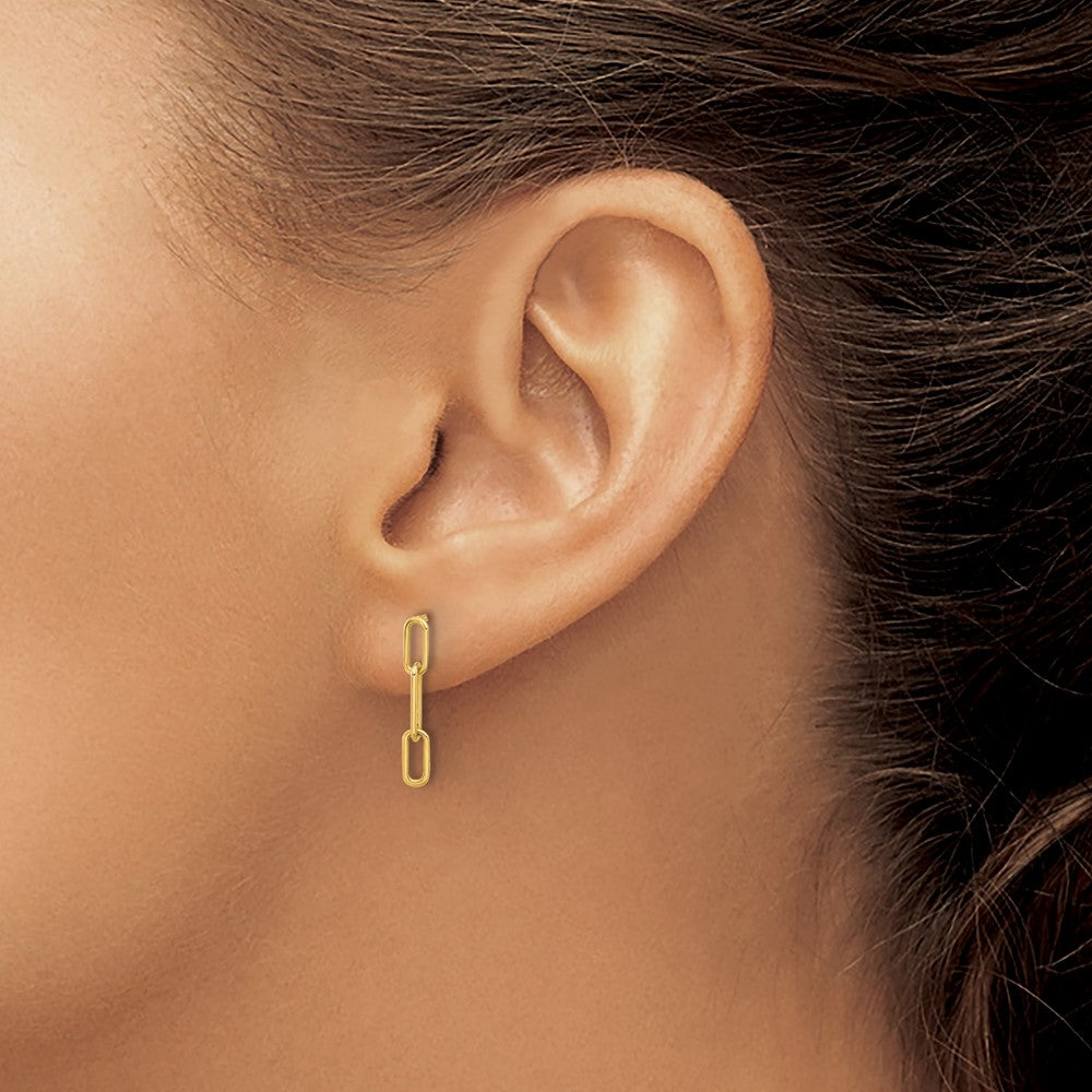 Gold Polished Open Link Post Dangle Earrings Model-YE2177 - Charlie & Co. Jewelry