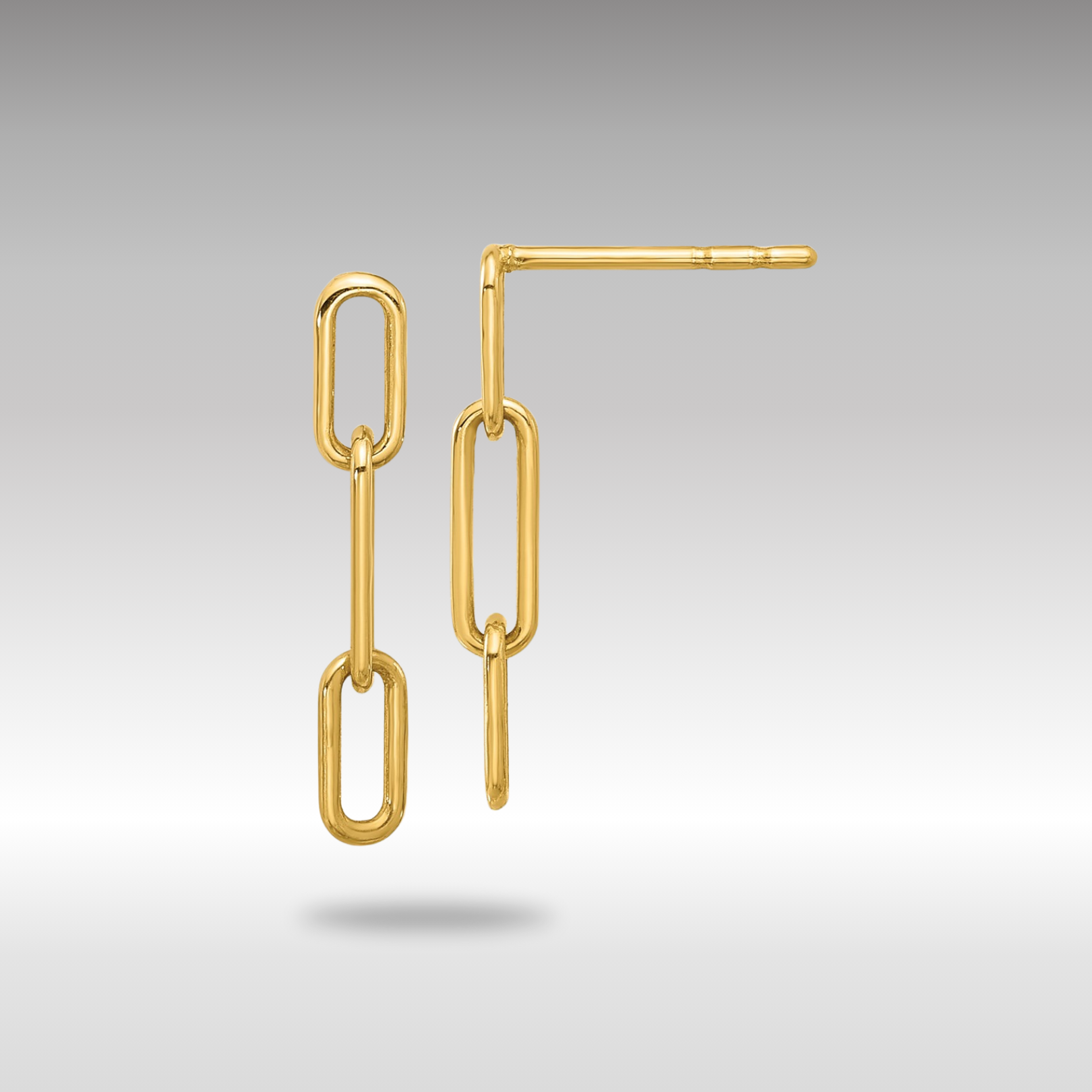 Gold Polished Open Link Post Dangle Earrings Model-YE2177 - Charlie & Co. Jewelry