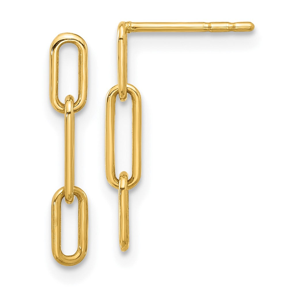 Gold Polished Open Link Post Dangle Earrings Model-YE2177 - Charlie & Co. Jewelry