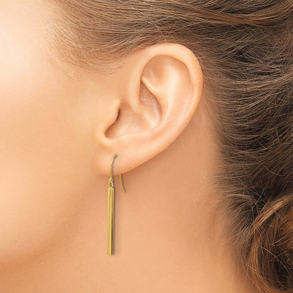 Gold Bar Dangle Earrings Model-YE2178 - Charlie & Co. Jewelry