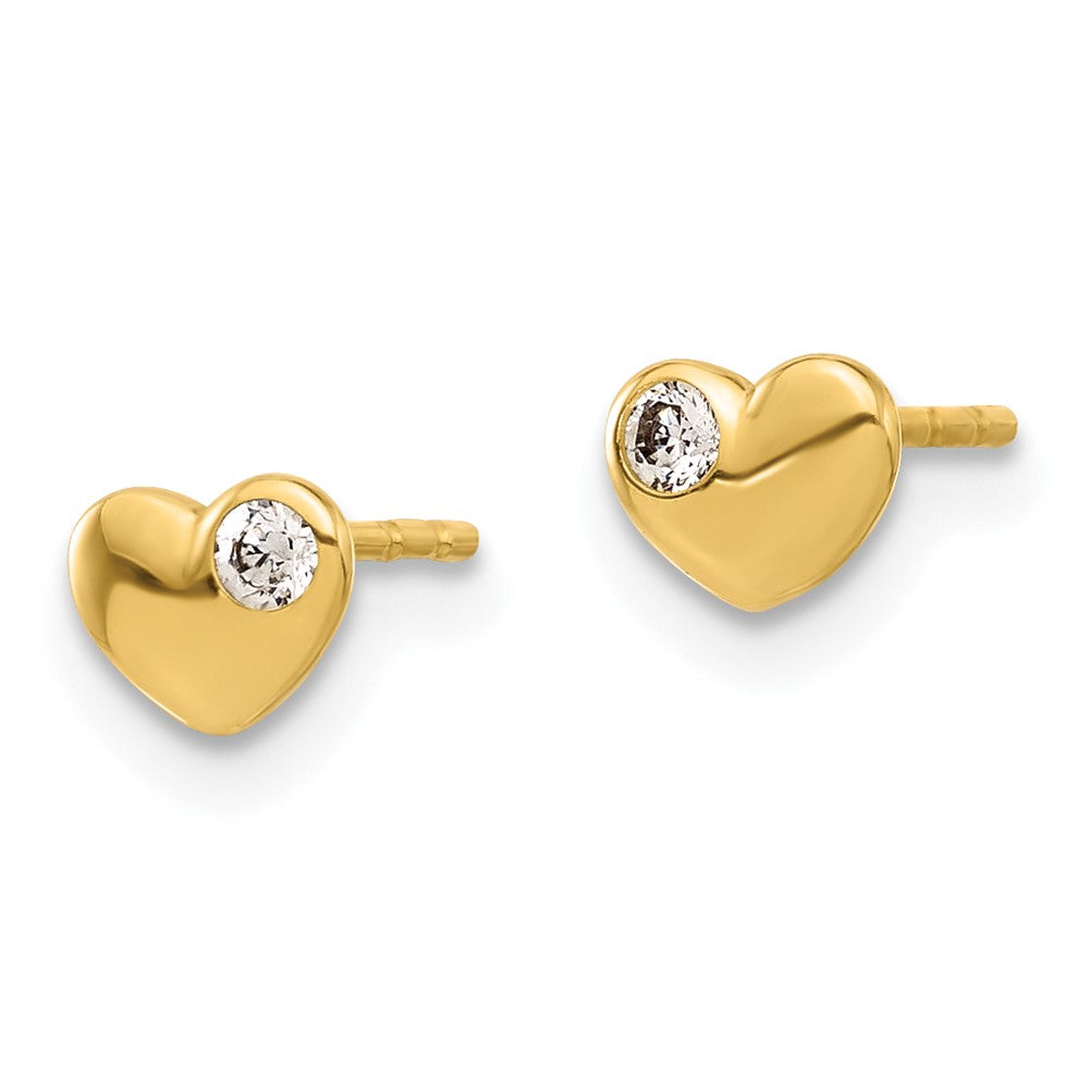 Gold CZ Heart Post Earrings - Model YE2193 - Charlie & Co. Jewelry