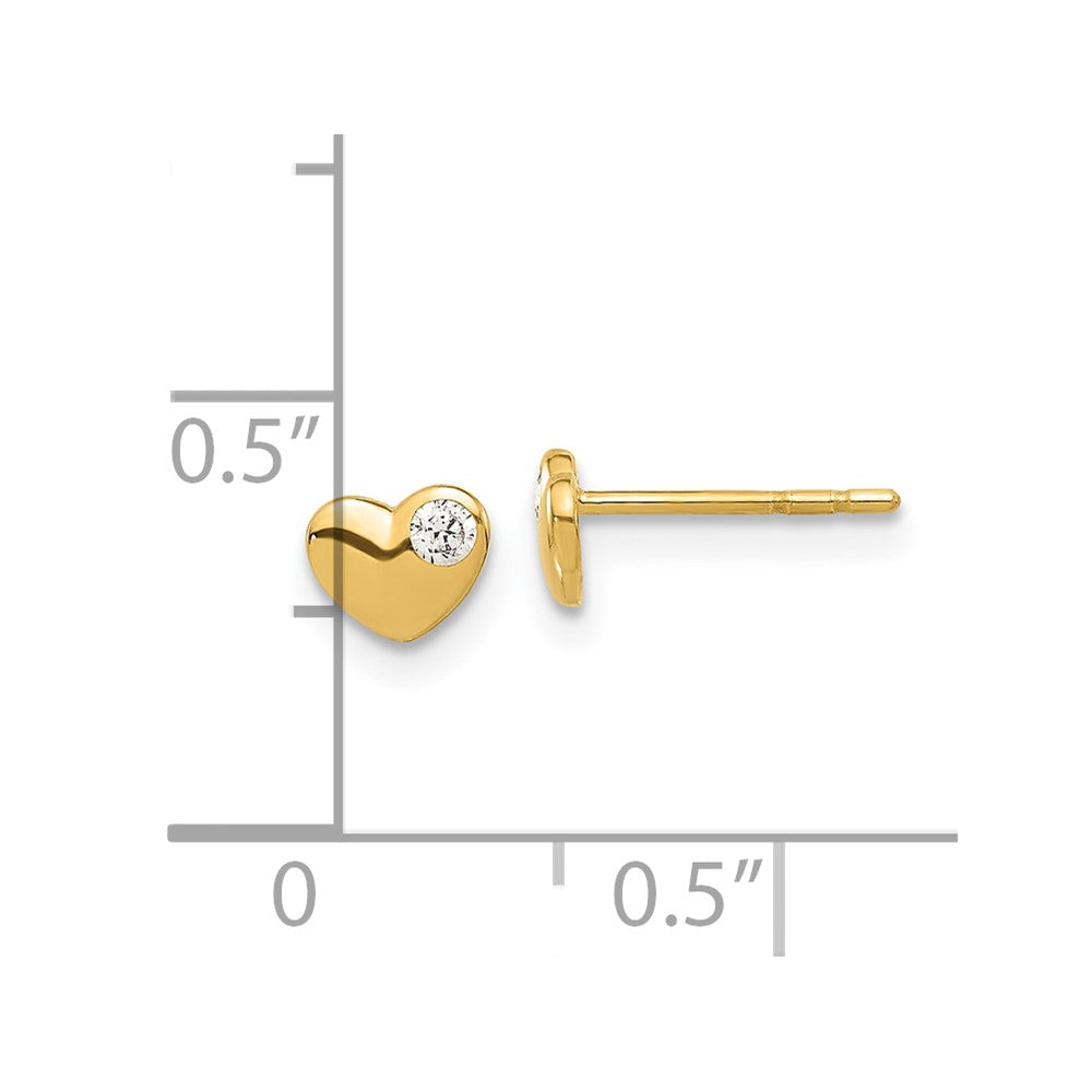 Gold CZ Heart Post Earrings - Model YE2193 - Charlie & Co. Jewelry