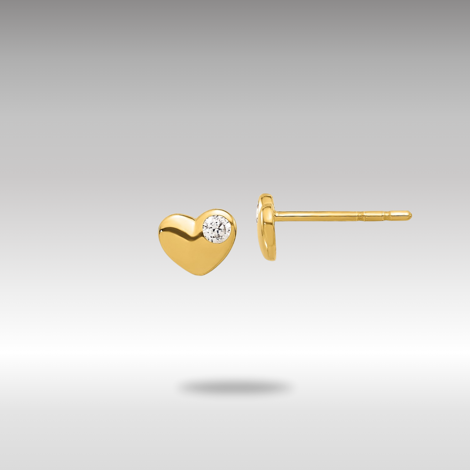 Gold CZ Heart Post Earrings - Model YE2193 - Charlie & Co. Jewelry