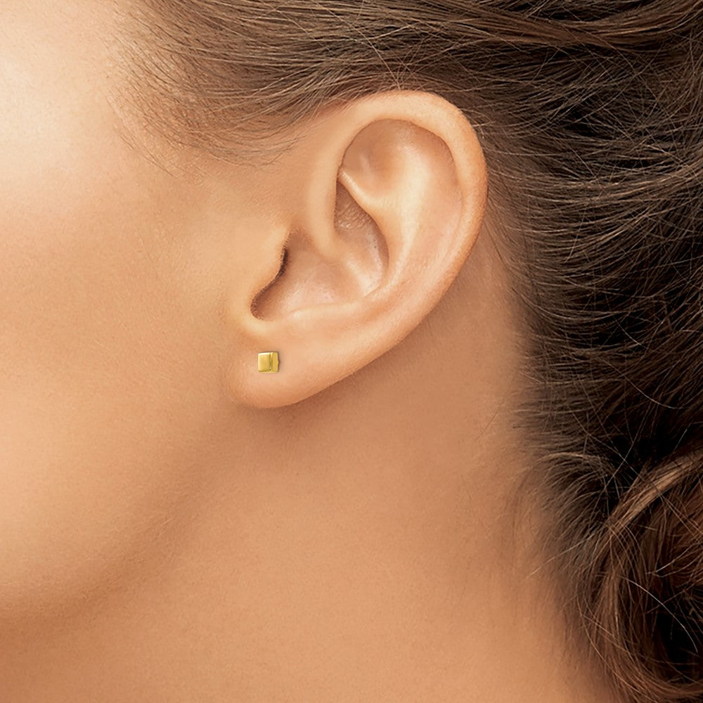 Gold Polished Square Post Earrings - Model YE306 - Charlie & Co. Jewelry