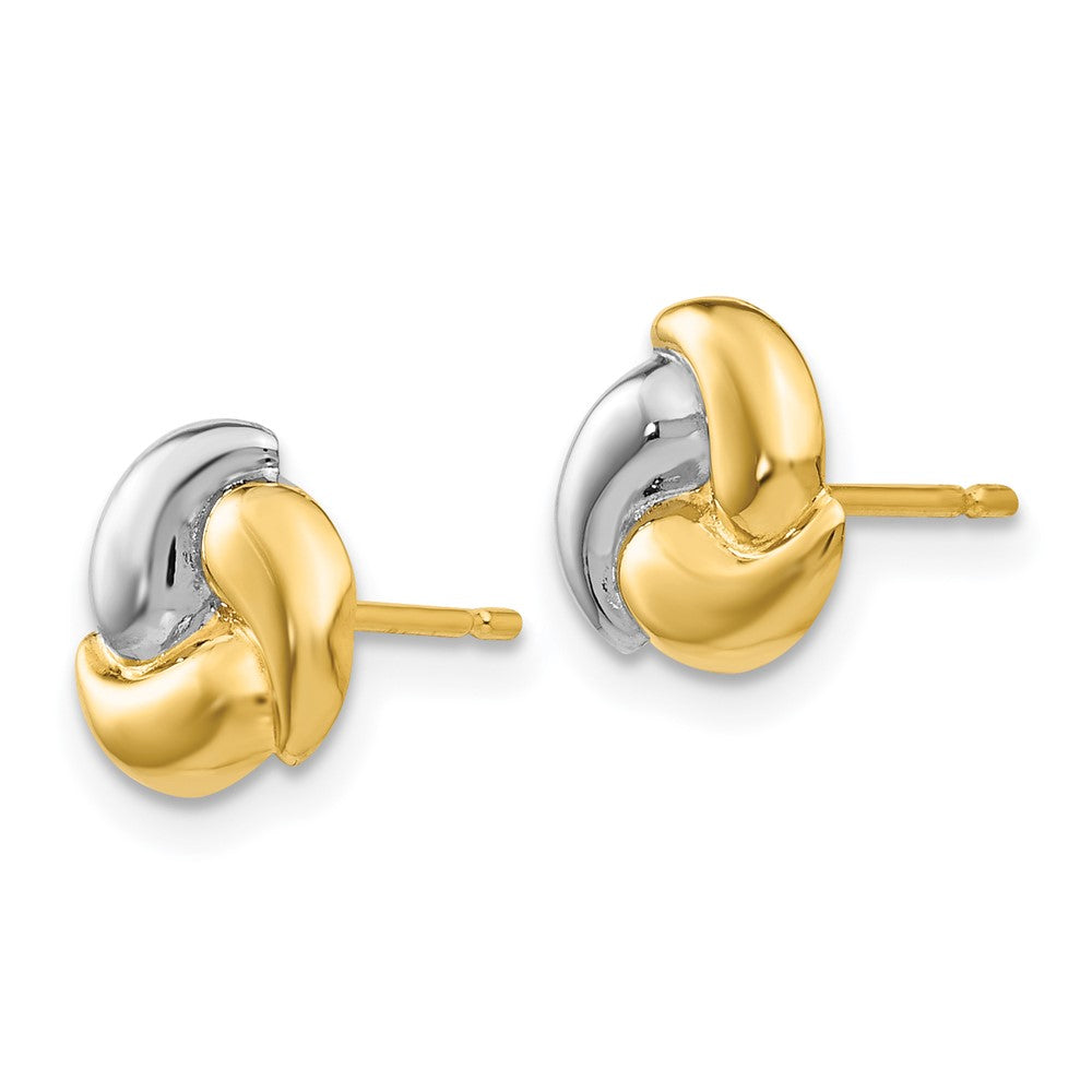 Gold Polished and Rhodium Fancy Post Earrings - Model YE317 - Charlie & Co. Jewelry