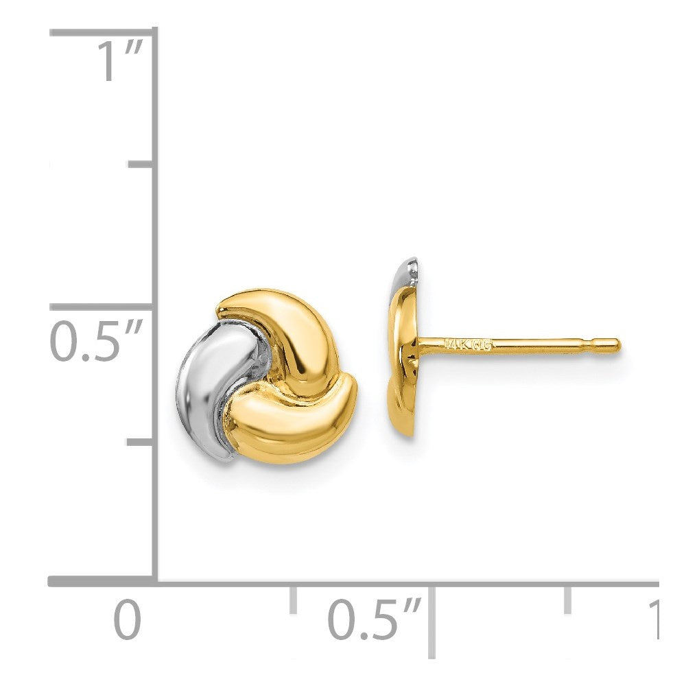 Gold Polished and Rhodium Fancy Post Earrings - Model YE317 - Charlie & Co. Jewelry