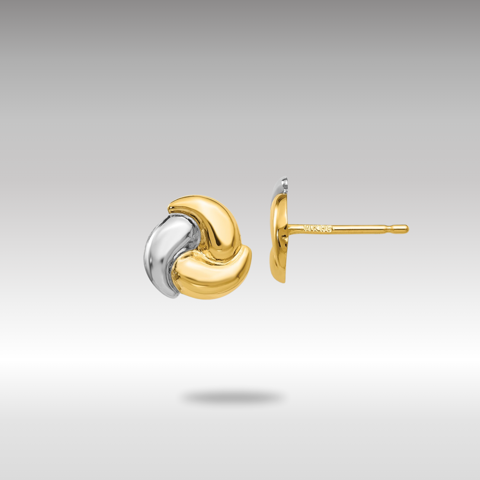 Gold Polished and Rhodium Fancy Post Earrings - Model YE317 - Charlie & Co. Jewelry