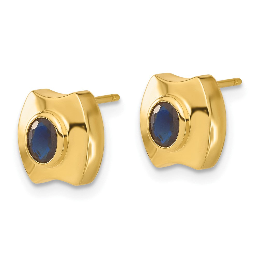 Gold Sapphire Post Earrings - Model YE334 - Charlie & Co. Jewelry