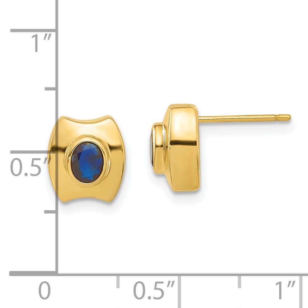 Gold Sapphire Post Earrings - Model YE334 - Charlie & Co. Jewelry