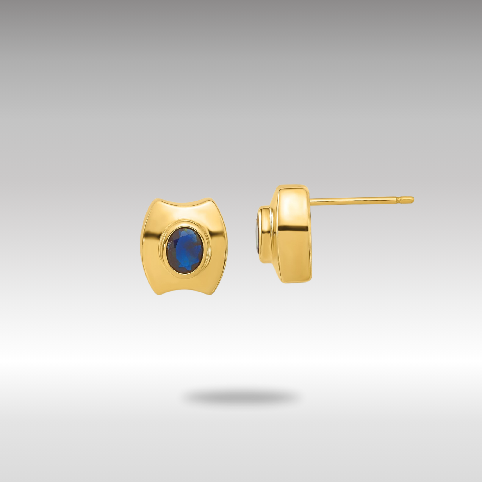 Gold Sapphire Post Earrings - Model YE334 - Charlie & Co. Jewelry