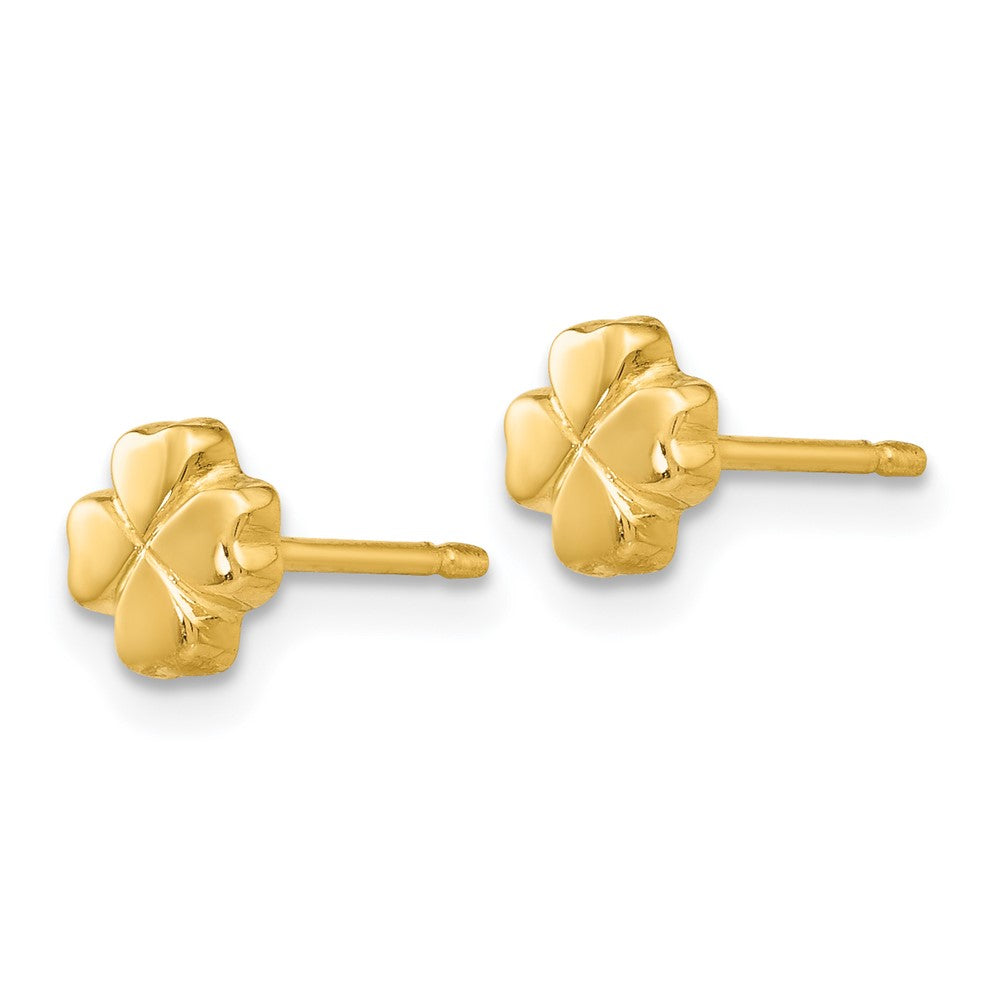 Gold Polished 4-Leaf Clover Post Earrings - Model YE383 - Charlie & Co. Jewelry