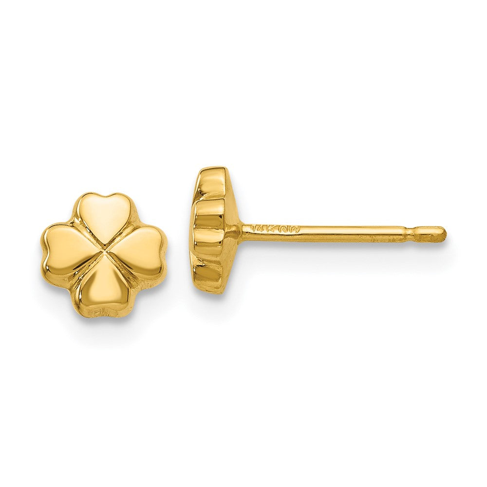 Gold Polished 4-Leaf Clover Post Earrings - Model YE383 - Charlie & Co. Jewelry