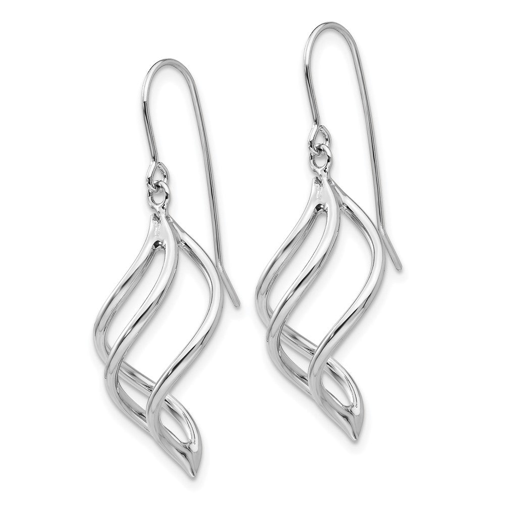 White Gold Swirl Dangle Earrings Model-Z1155 - Charlie & Co. Jewelry