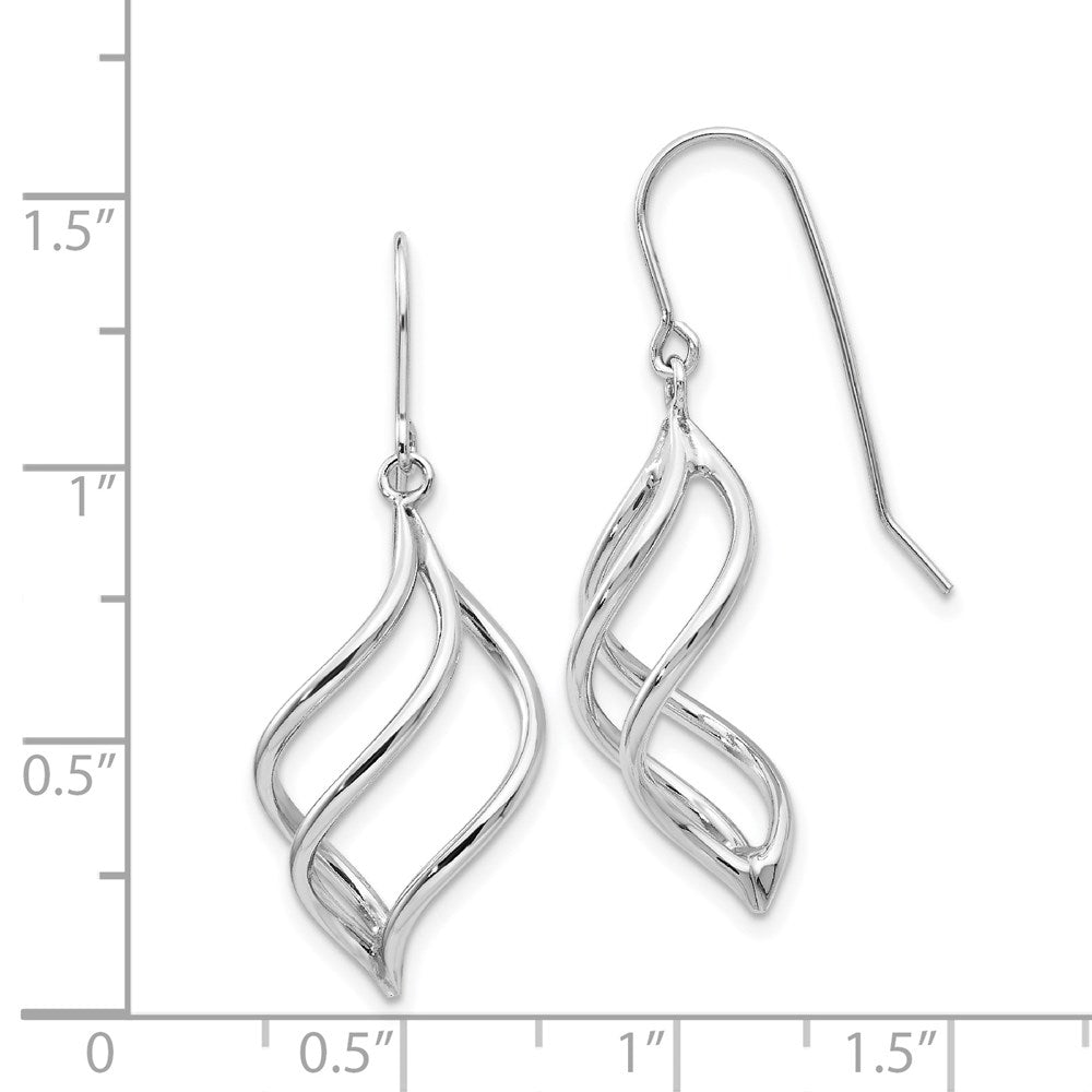 White Gold Swirl Dangle Earrings Model-Z1155 - Charlie & Co. Jewelry