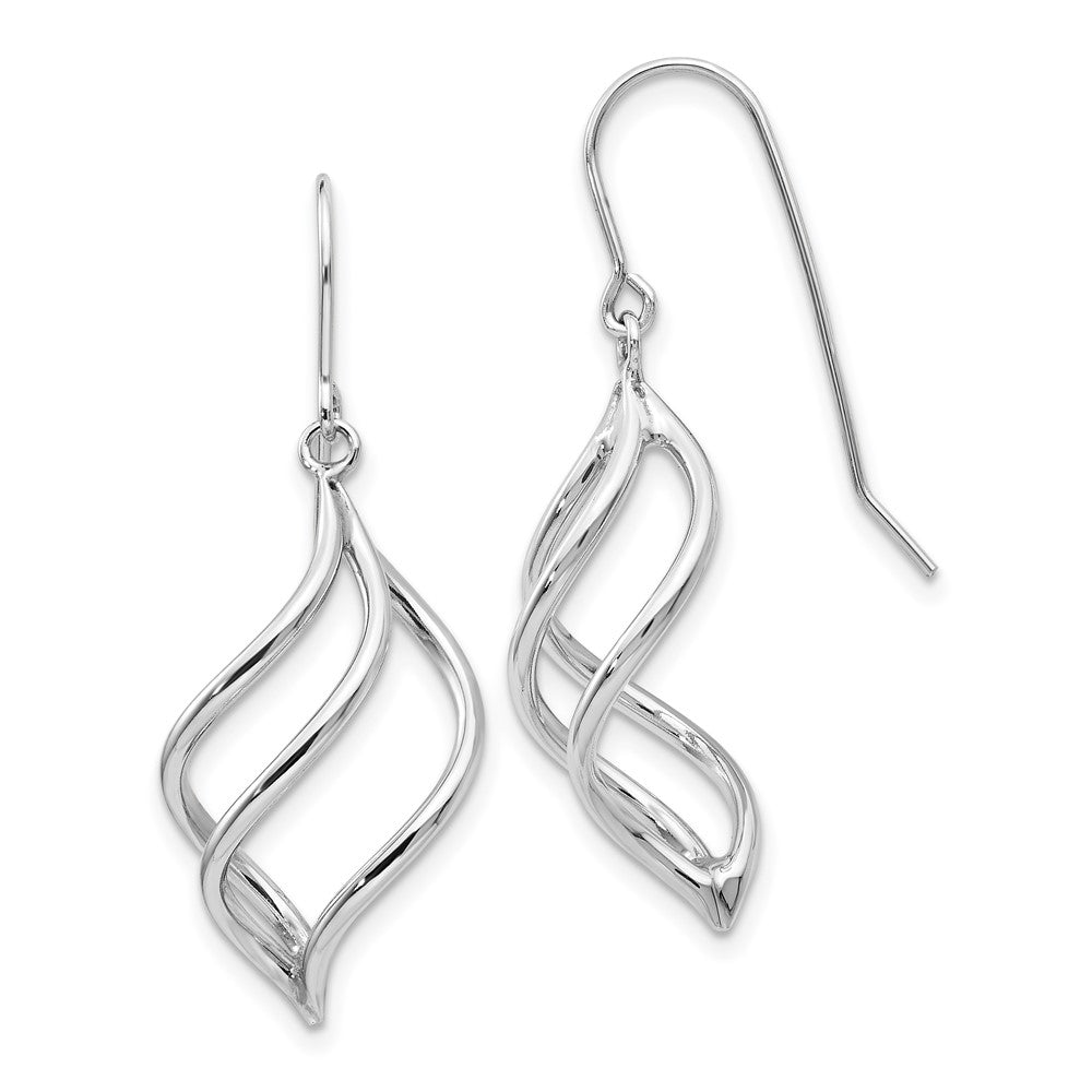 White Gold Swirl Dangle Earrings Model-Z1155 - Charlie & Co. Jewelry