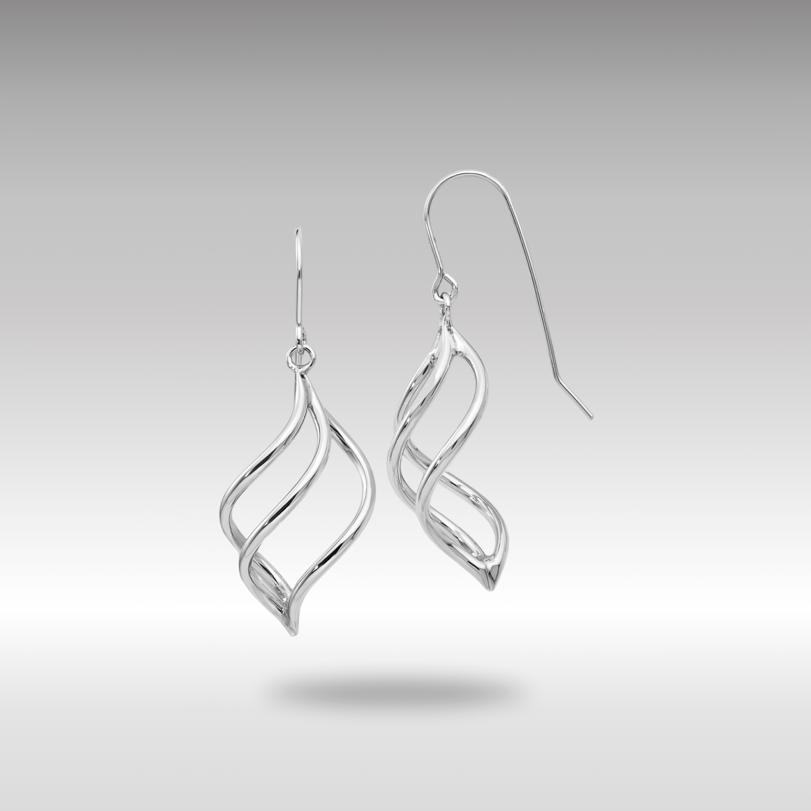 White Gold Swirl Dangle Earrings Model-Z1155 - Charlie & Co. Jewelry