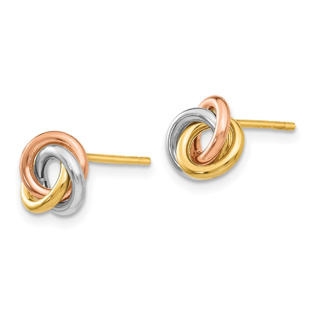 Gold Tri-color Twisted Knot Post Earrings - Model Z1239 - Charlie & Co. Jewelry