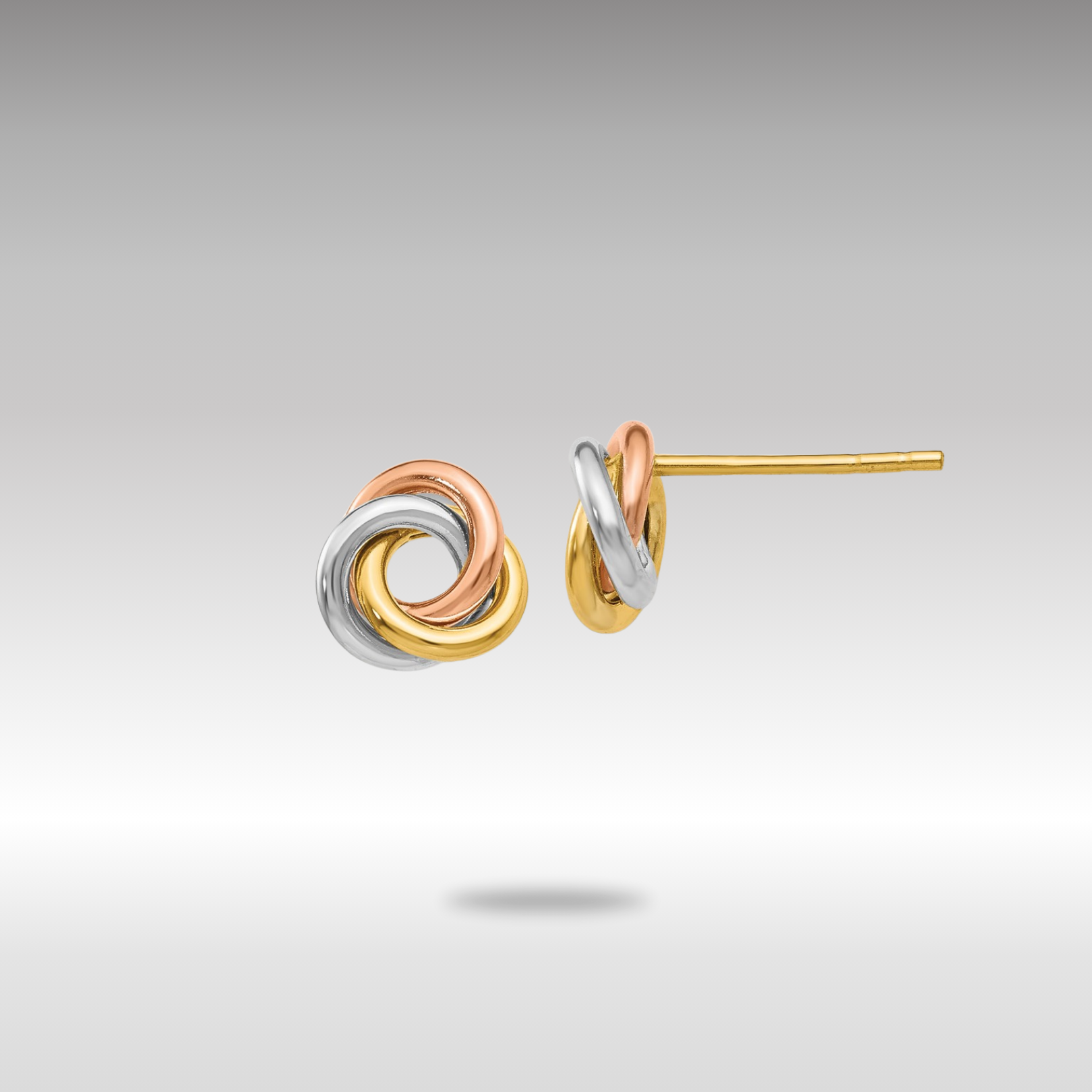 Gold Tri-color Twisted Knot Post Earrings - Model Z1239 - Charlie & Co. Jewelry