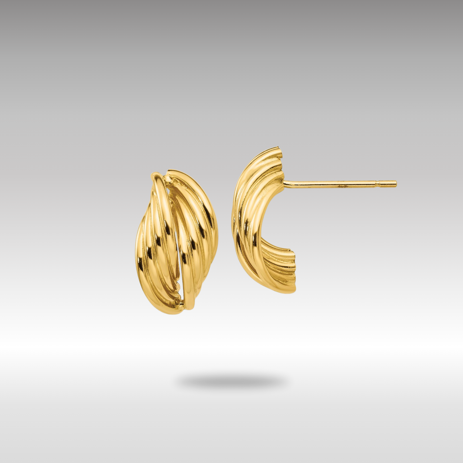 Gold Polished Fancy Post Earrings - Model Z362 - Charlie & Co. Jewelry