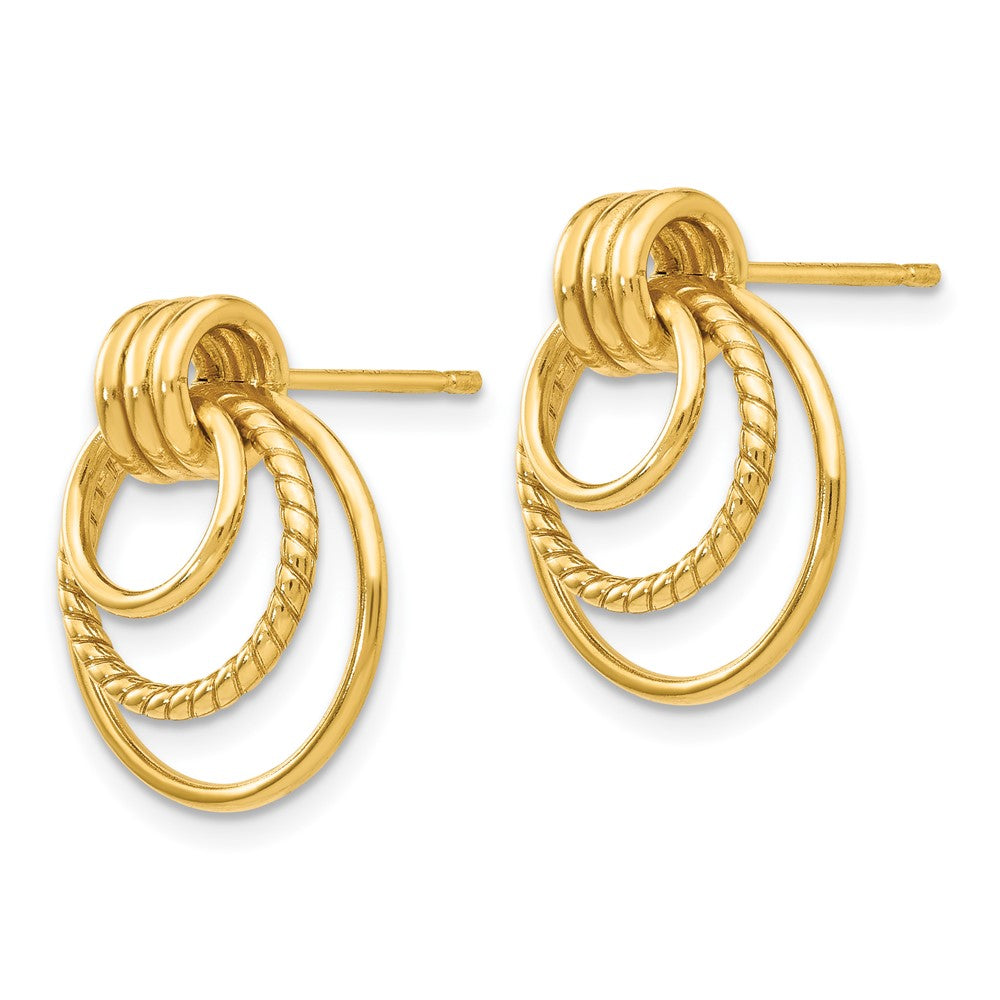 Gold Polished and Textured Fancy Post Earrings Model-Z458 - Charlie & Co. Jewelry