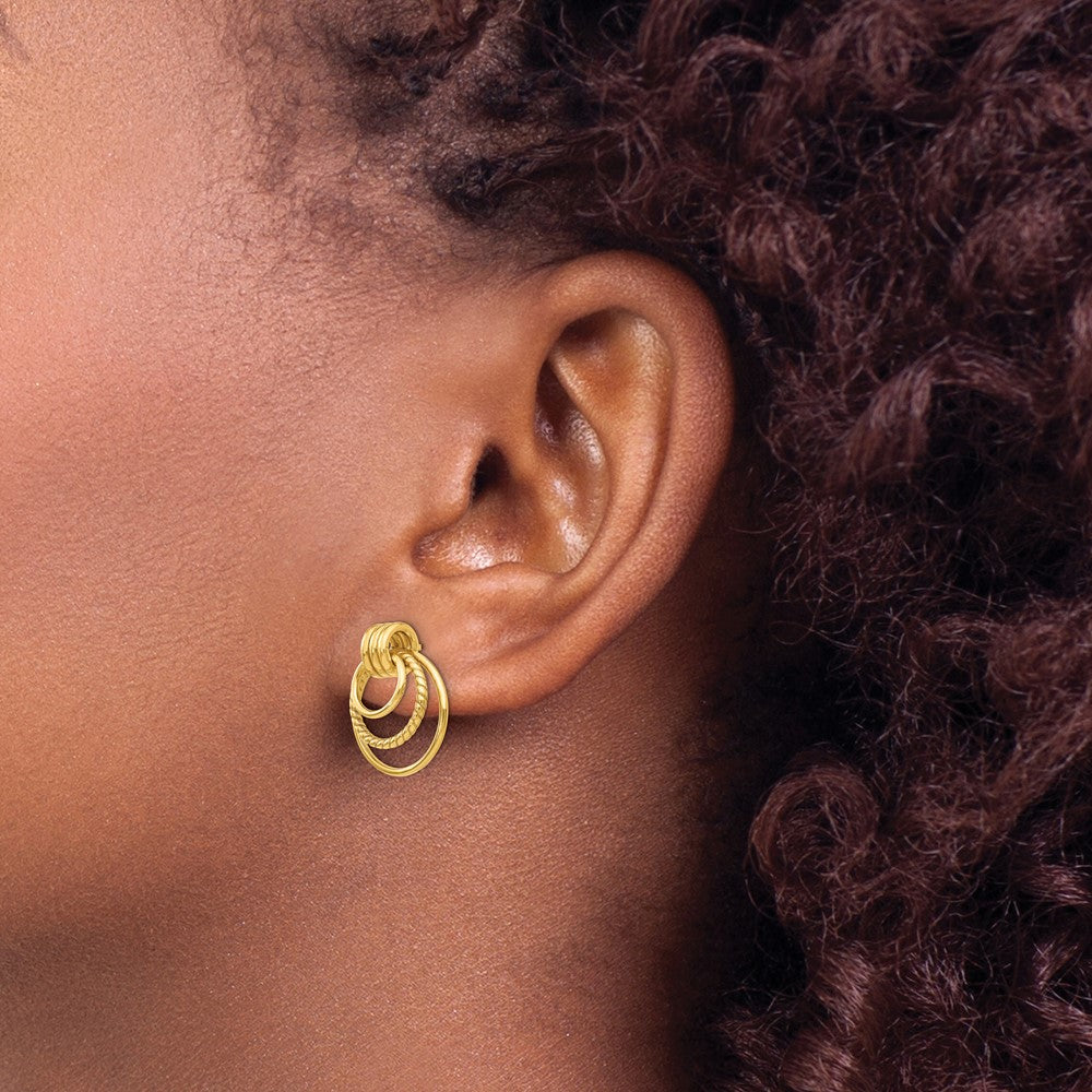 Gold Polished and Textured Fancy Post Earrings Model-Z458 - Charlie & Co. Jewelry