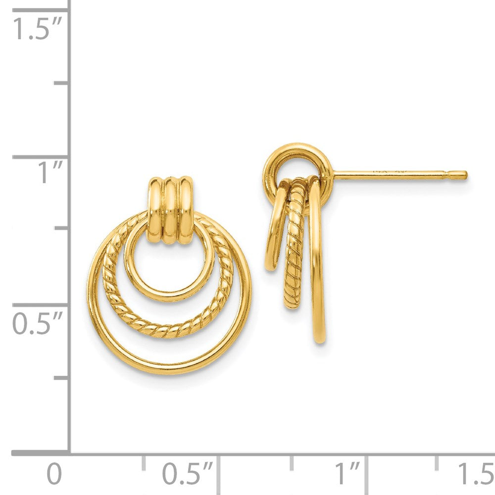 Gold Polished and Textured Fancy Post Earrings Model-Z458 - Charlie & Co. Jewelry