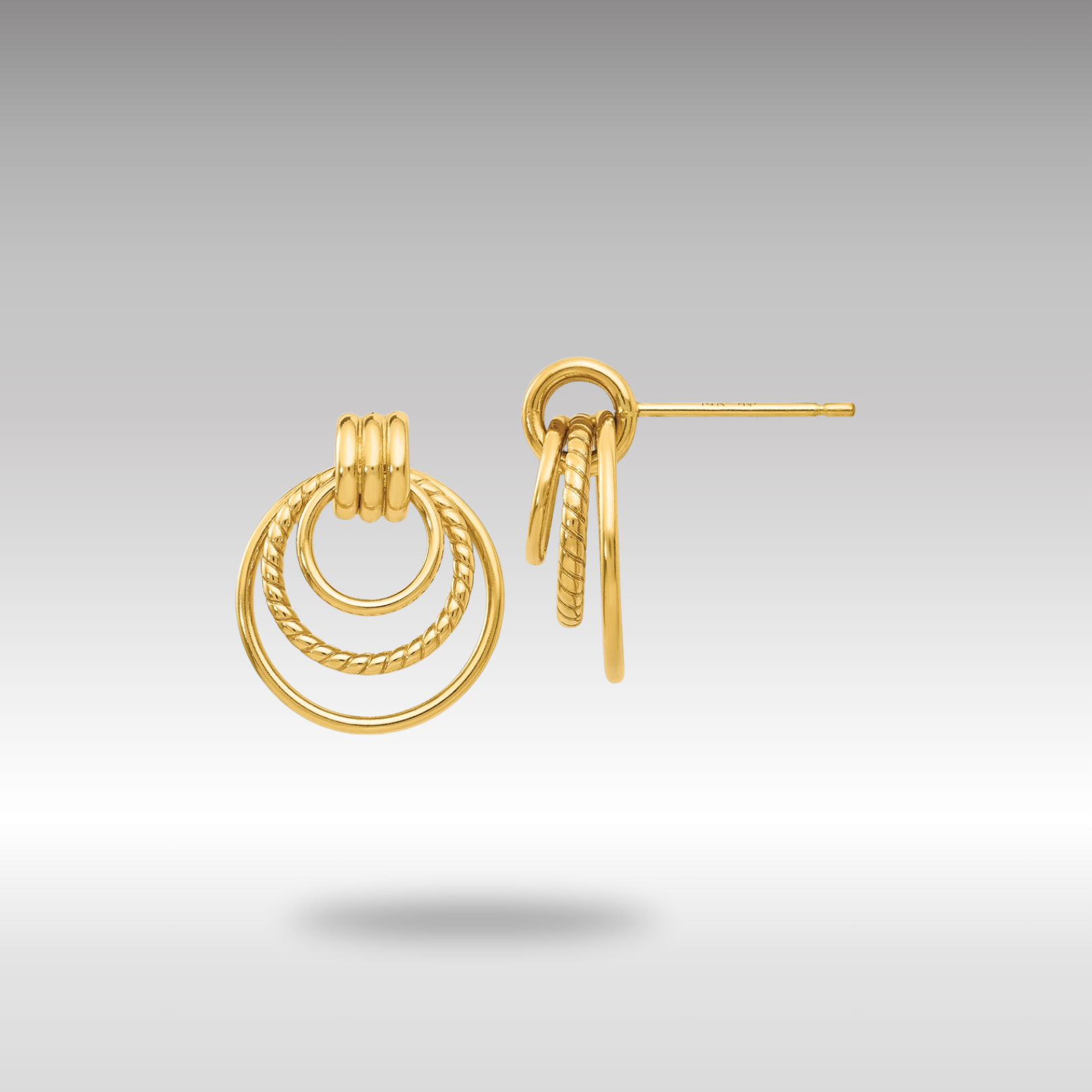 Gold Polished and Textured Fancy Post Earrings Model-Z458 - Charlie & Co. Jewelry