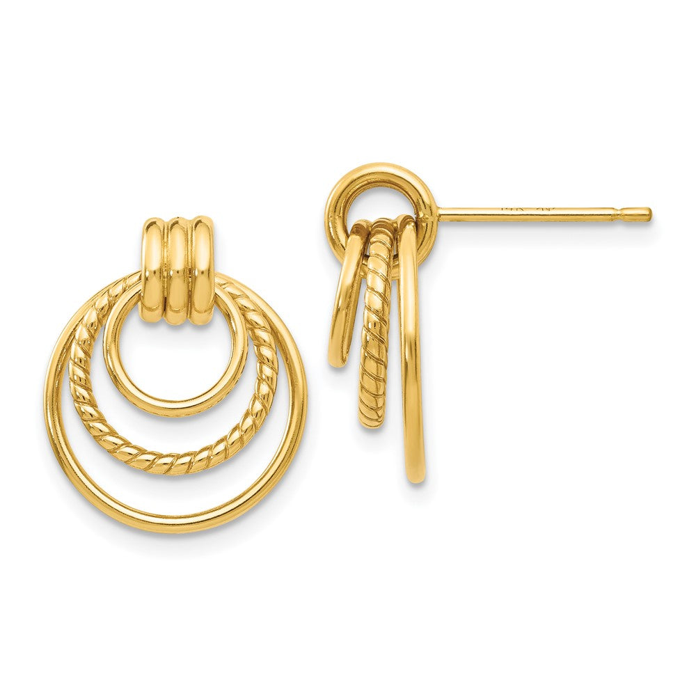 Gold Polished and Textured Fancy Post Earrings Model-Z458 - Charlie & Co. Jewelry