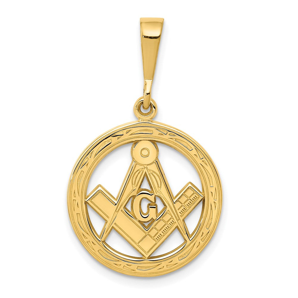 14k Polished And Textured Masonic Symbol Pendant - Model C1783