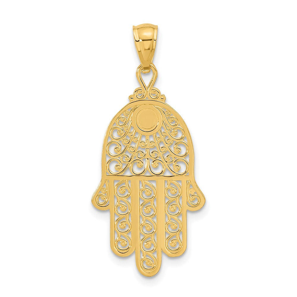 14k Diamond-cut Filigree Chamseh Pendant - Model C3743 - Charlie & Co. Jewelry