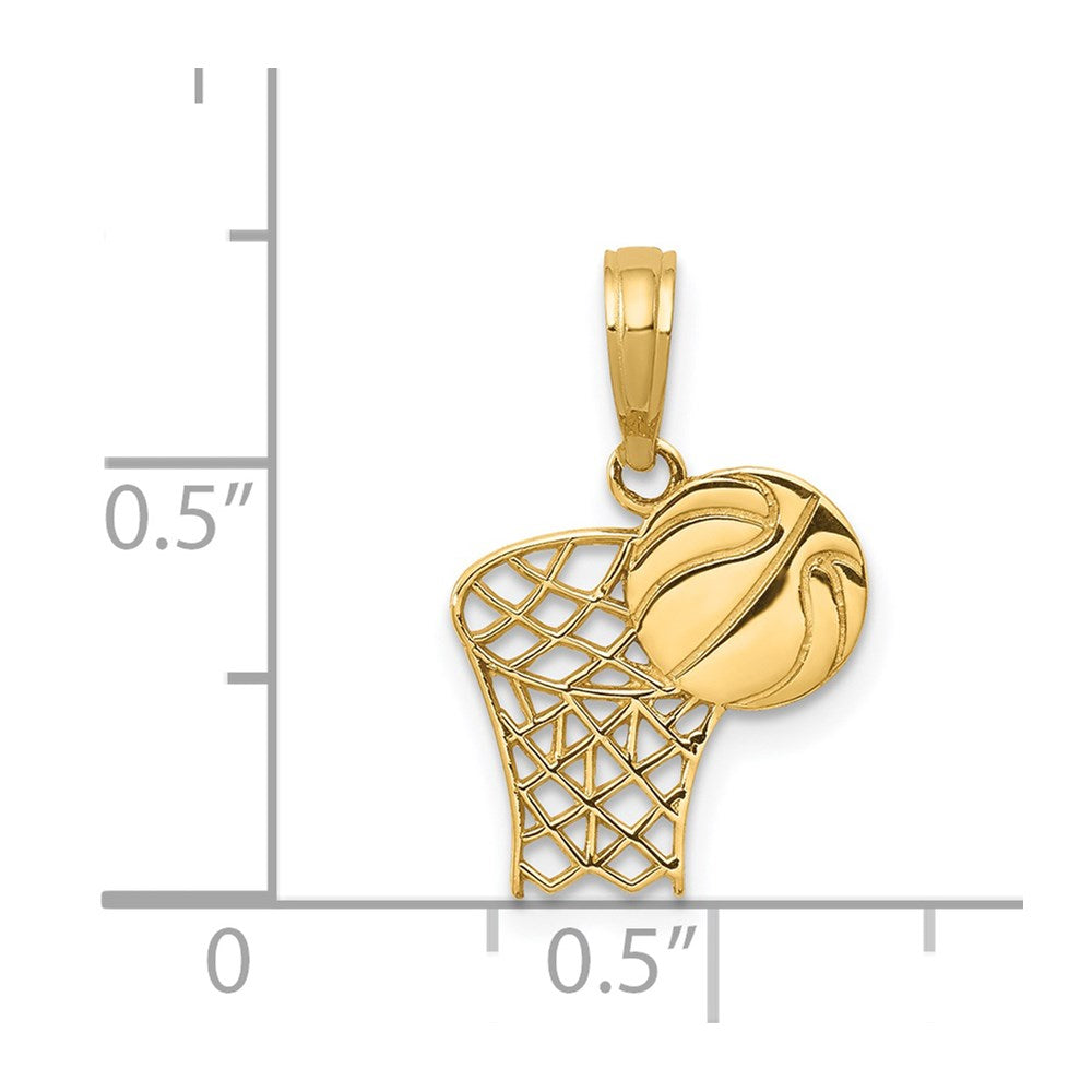 14k Basketball Hoop And Ball Pendant - Model C3777