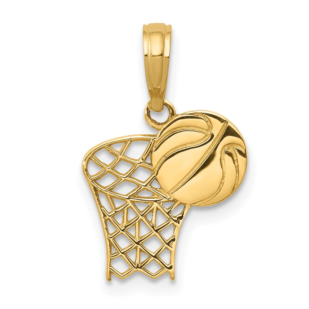 14k Basketball Hoop And Ball Pendant - Model C3777