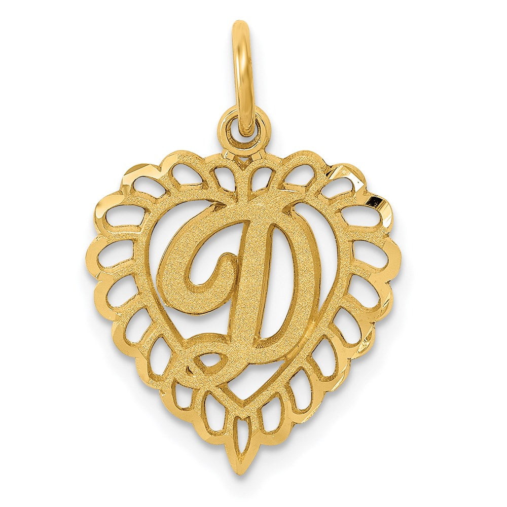 14k Heart Letter D Charm - Model C568D - Charlie & Co. Jewelry