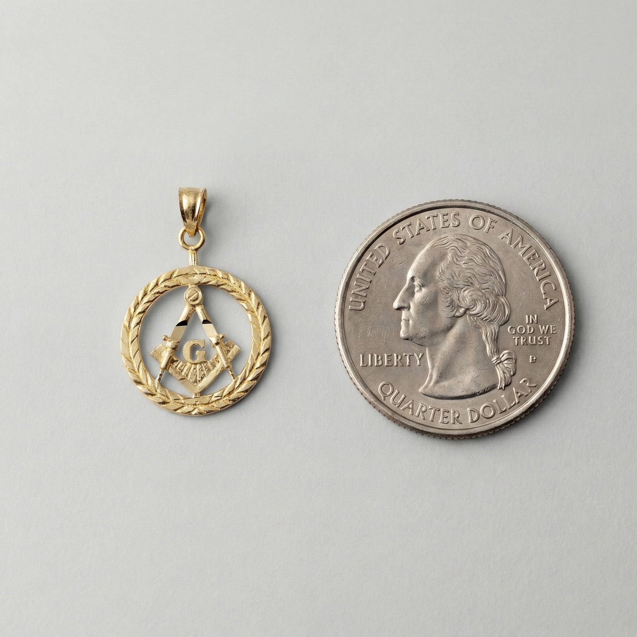 14K Gold Freemason Masonic Pendant - Model 1963 - Charlie & Co. Jewelry