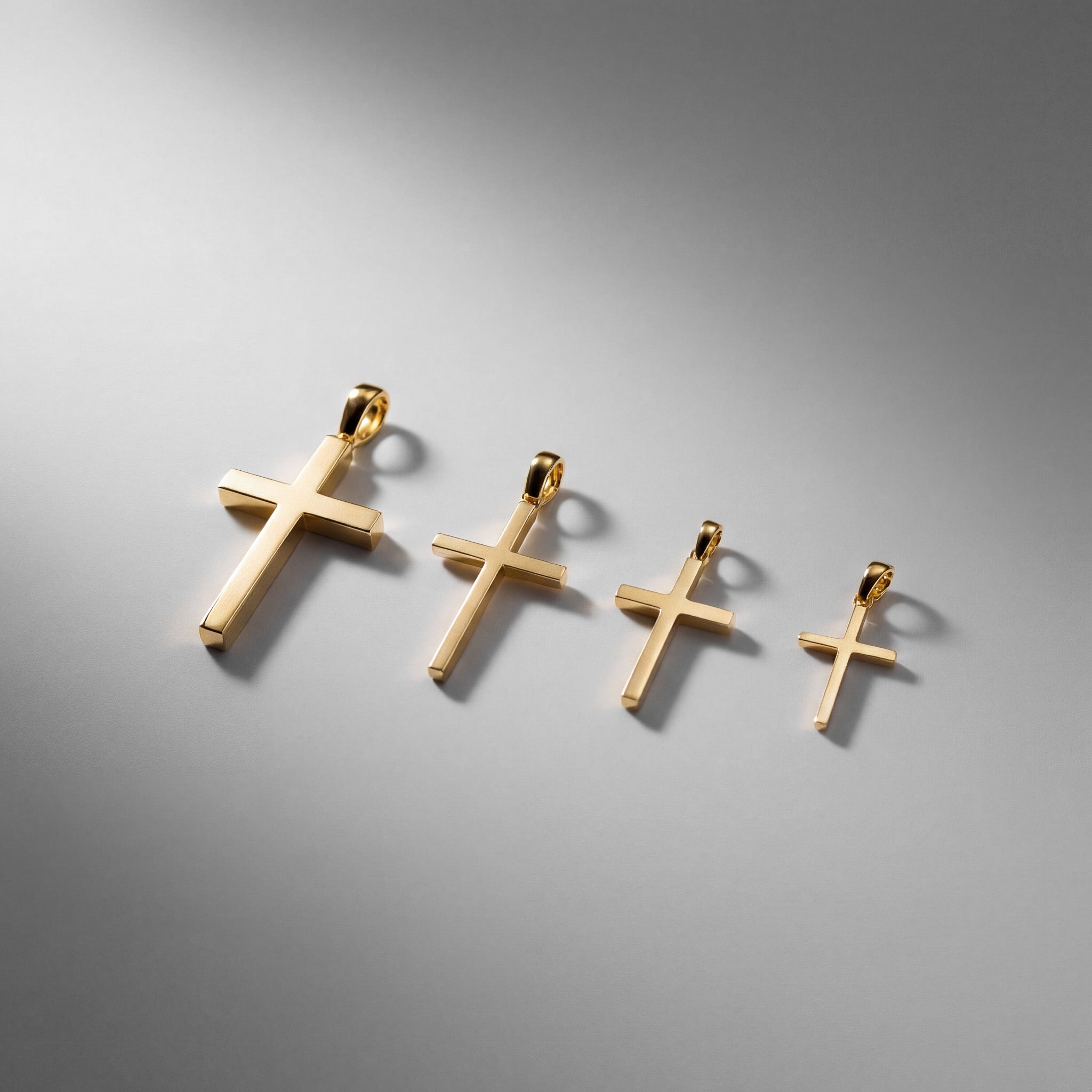 14K Gold Solid Block Cross Pendant - Charlie & Co. Jewelry
