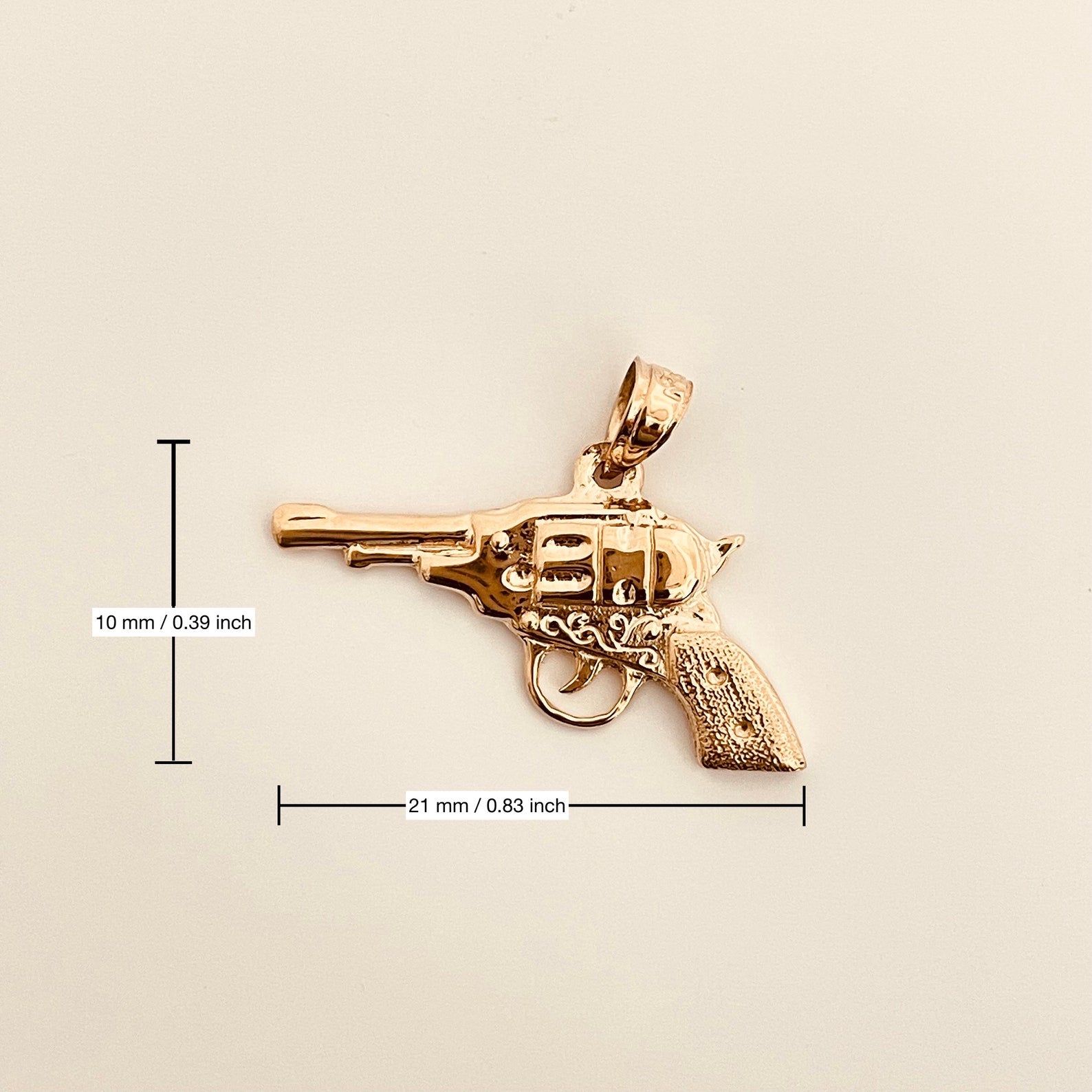 Gold Revolver Gun Pendant Model-1579 - Charlie & Co. Jewelry