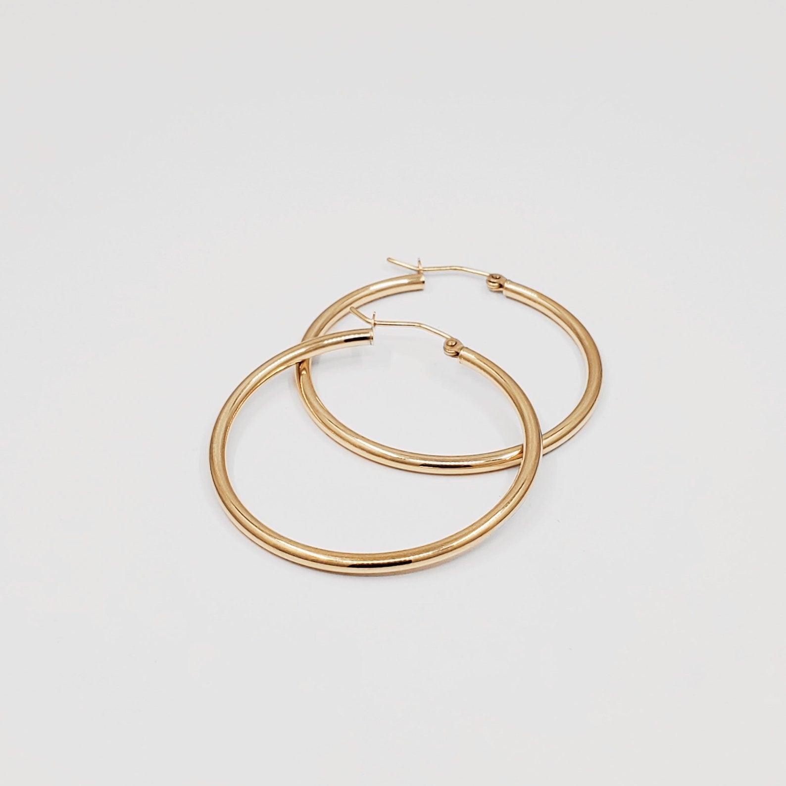 Gold Classic Huggie Hoop Earrings 35MM Wide Model-0137 - Charlie & Co. Jewelry
