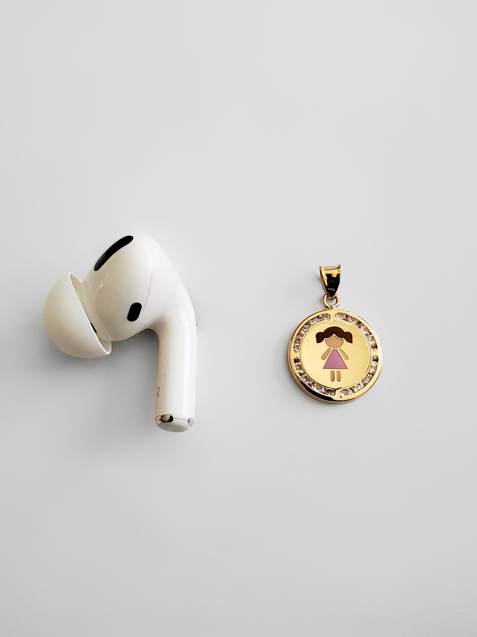 Gold CZ Enamel Girl Pendant Model-2399 - Charlie & Co. Jewelry