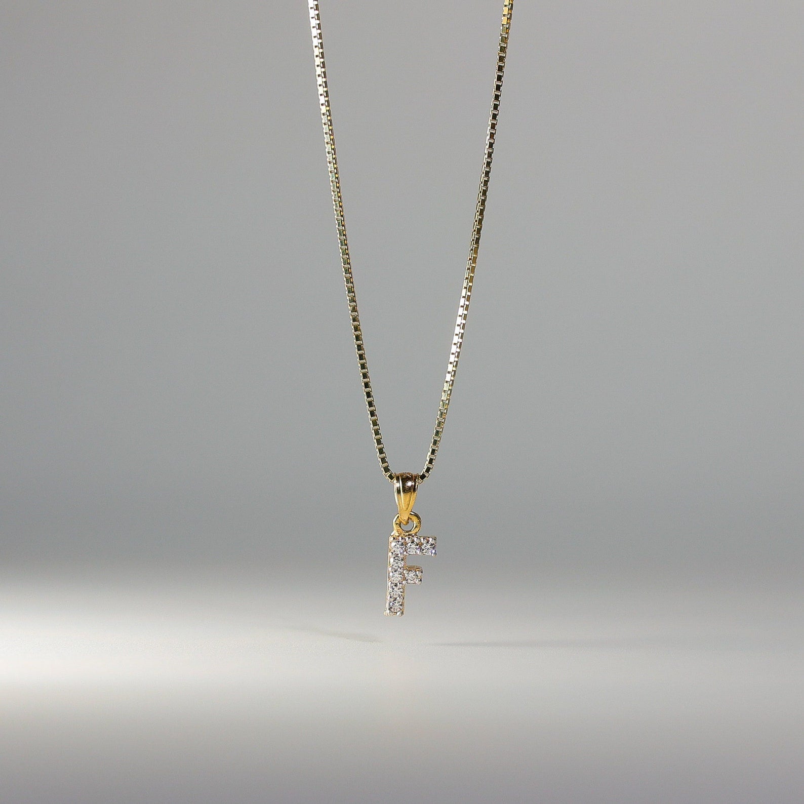 Gold Cubic Zirconia Letter F Pendant | A-Z Pendants - Charlie & Co. Jewelry