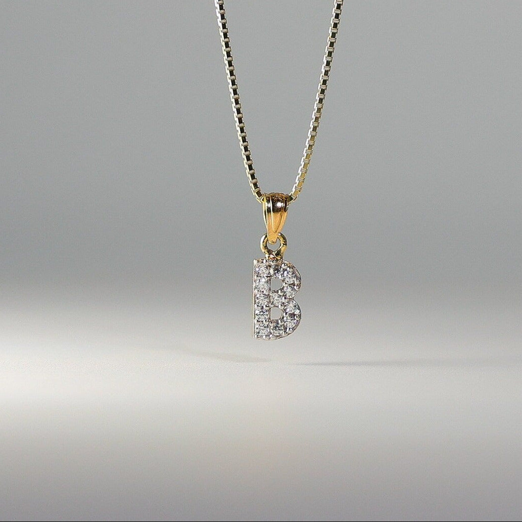 Gold Cubic Zirconia Letter B Pendant | A-Z Pendants - Charlie & Co. Jewelry