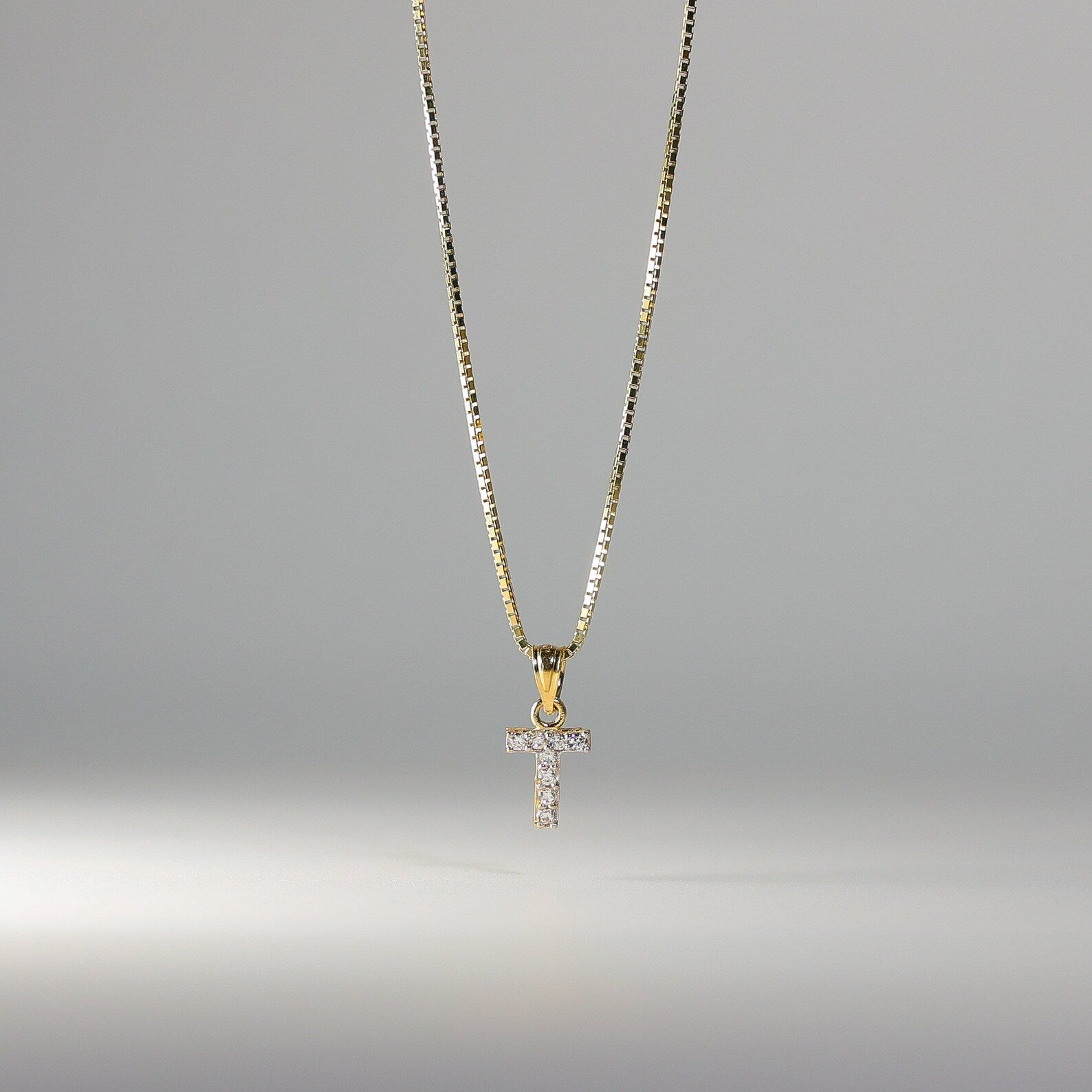 Gold Cubic Zirconia Letter T Pendant | A-Z Pendants - Charlie & Co. Jewelry