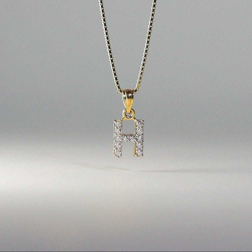 Gold Cubic Zirconia Letter H Pendant | A-Z Pendants - Charlie & Co. Jewelry