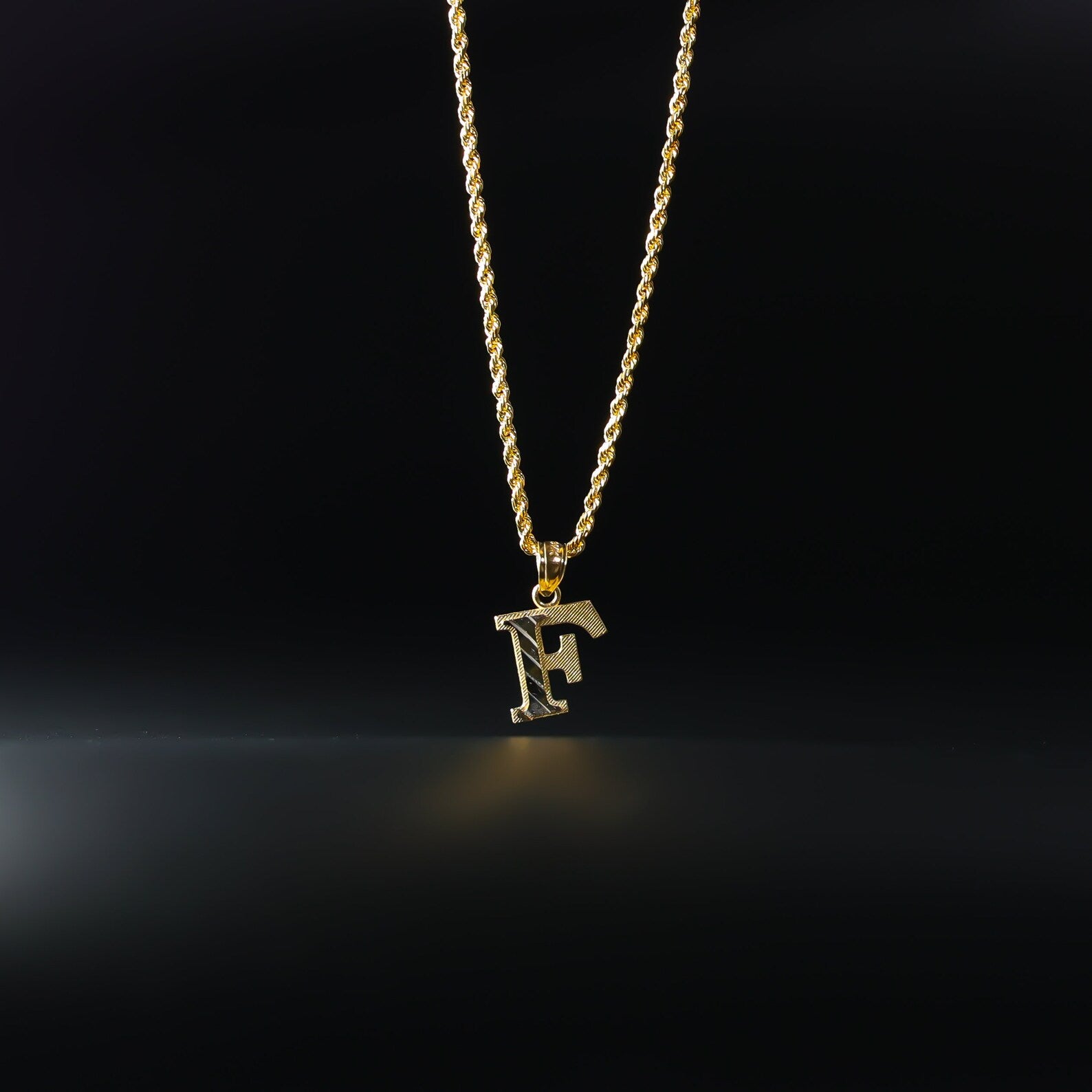 Gold Bold Letter F Pendant | A-Z Pendants - Charlie & Co. Jewelry