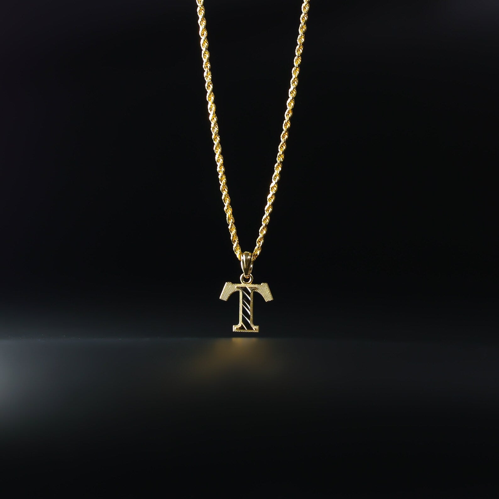 Gold Bold Letter T Pendant | A-Z Pendants - Charlie & Co. Jewelry