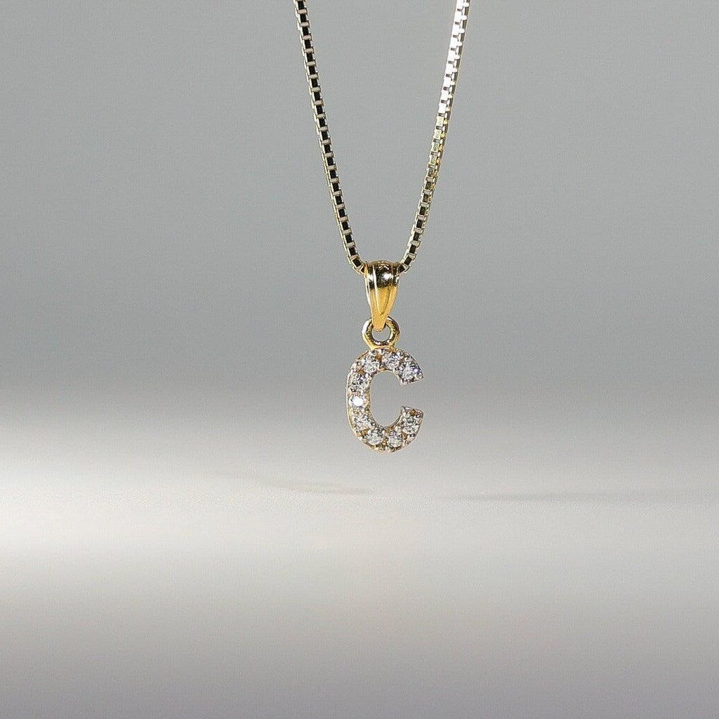 Gold Cubic Zirconia Letter C Pendant | A-Z Pendants - Charlie & Co. Jewelry