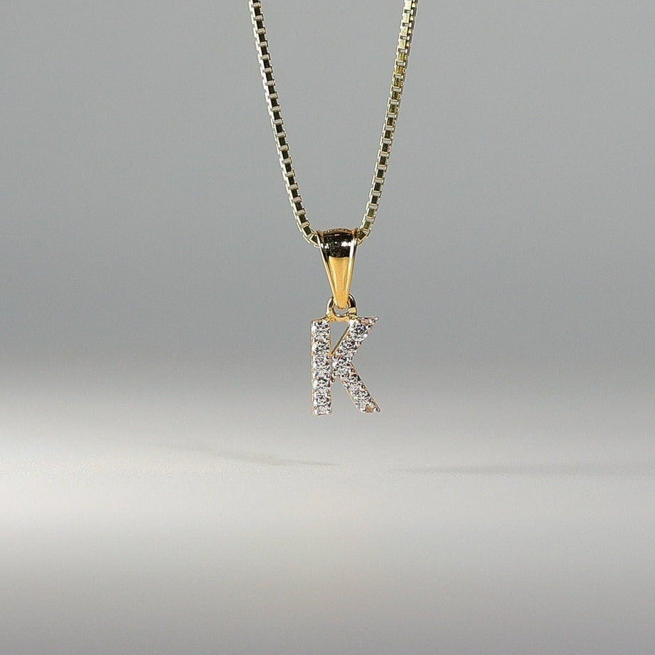 Gold Cubic Zirconia Letter K Pendant | A-Z Pendants - Charlie & Co. Jewelry