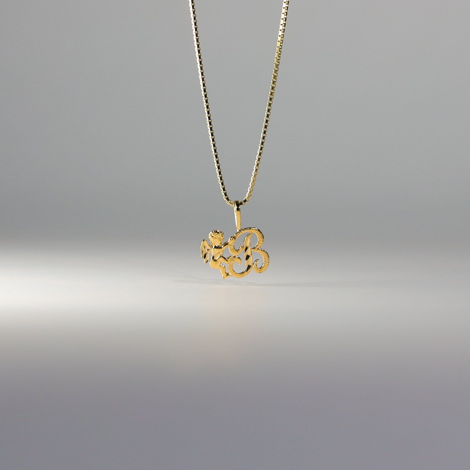 Gold Angel Letter B Pendant | A-Z Pendants - Charlie & Co. Jewelry