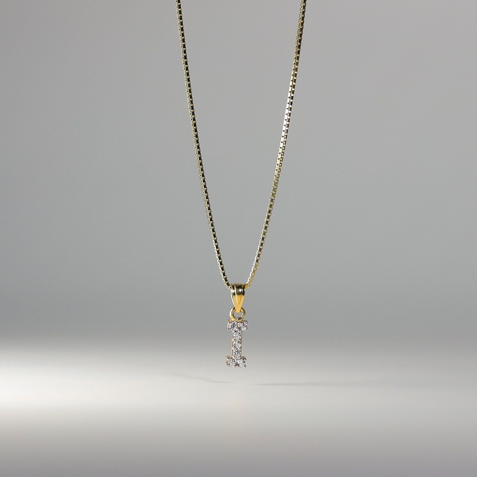 Gold Cubic Zirconia Letter I Pendant | A-Z Pendants - Charlie & Co. Jewelry